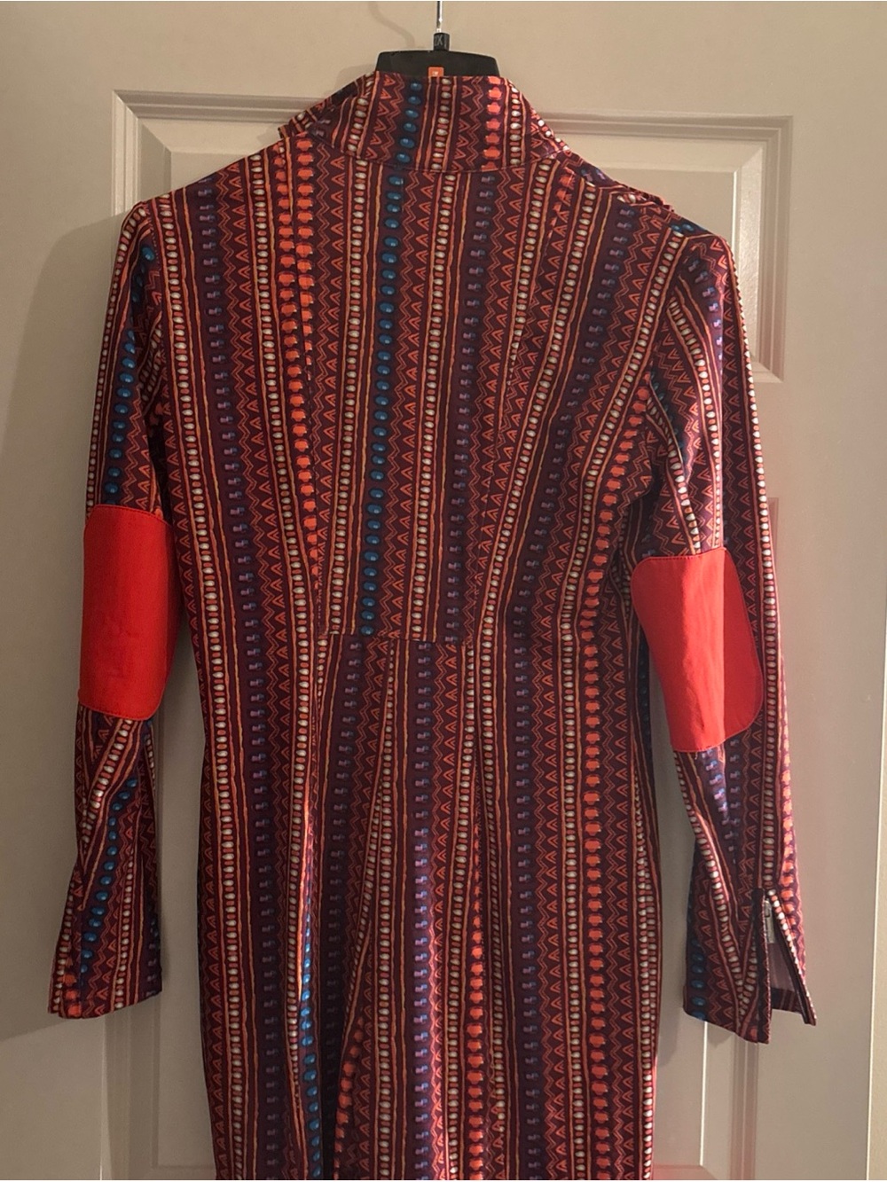 Sassy Jones Orange Geometric Striped High-Neck With wide Leg Jumpsuit - Picture 8 of 15
